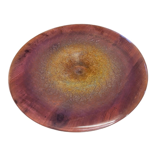 287 - WILLSEA O’BRIEN, A MODERN DESIGN LARGE ART GLASS PEDESTAL DISH
The centre moulded with a textured sp... 