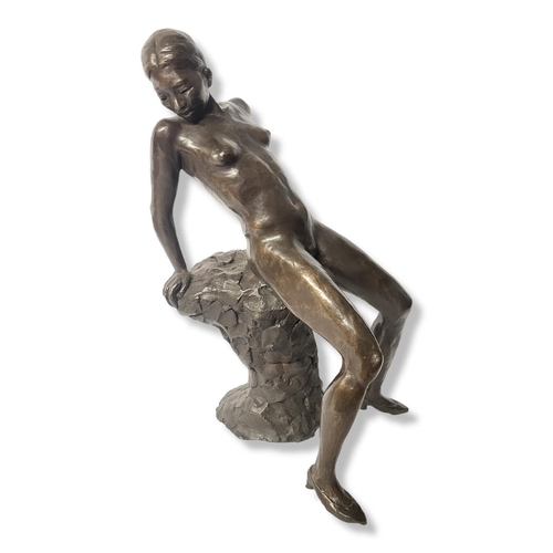 298 - A CONTEMPORARY EROTIC BRONZE SCULPTURE, A SEATED NAKED FEMALE ON A TEXTURED PLINTH
Unsigned.
(approx... 