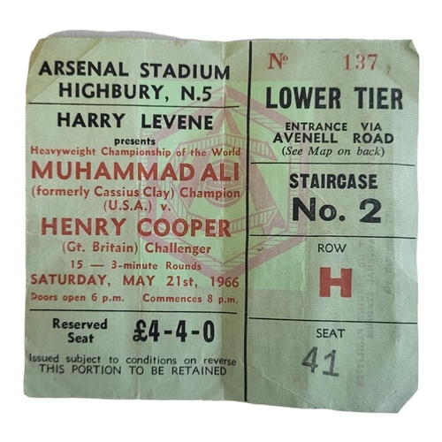 309 - MUHAMMAD ALI, A 20TH CENTURY BOXING MATCH TICKET
Arsenal Stadium, Highbury, presented by Harry Levin... 