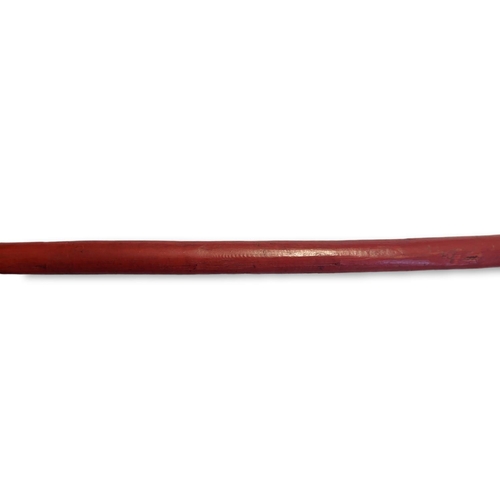 319 - AN ANTIQUE NATIVE AMERICAN INDIAN WOODEN BOW
Of curved tapering form with carved finials and hand pa... 