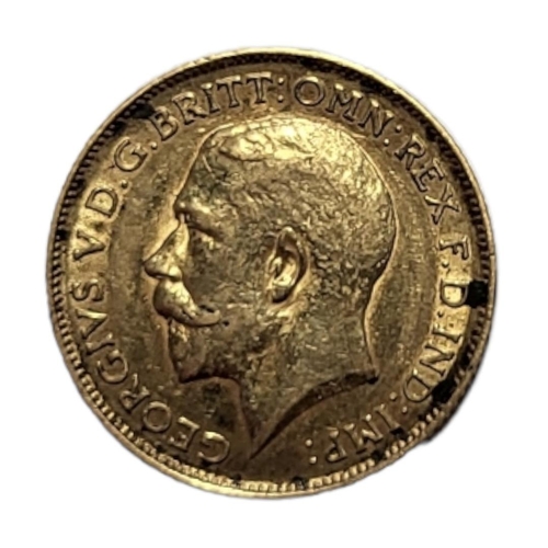 145 - A 22CT GOLD HALF SOVEREIGN COIN, GEORGE V, DATED 1912
With St. George and Dragon verso.