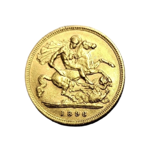 146 - A 22CT GOLD HALF SOVEREIGN COIN, QUEEN VICTORIA, DATED 1896
With St. George and Dragon verso.