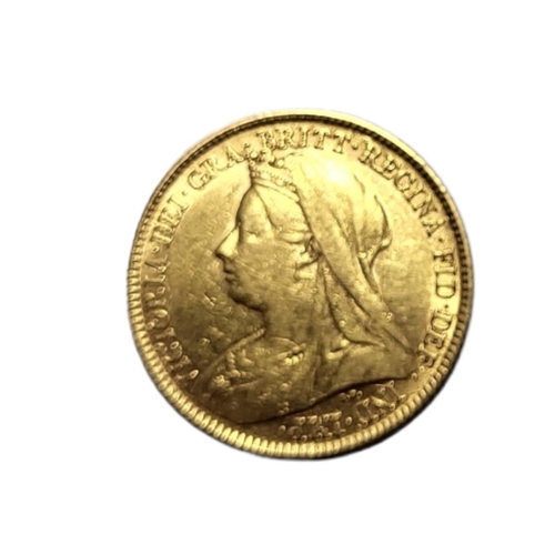 146 - A 22CT GOLD HALF SOVEREIGN COIN, QUEEN VICTORIA, DATED 1896
With St. George and Dragon verso.