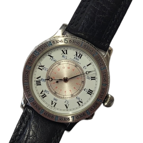 16 - LONGINES, ‘LINDBERGH HOUR', A STAINLESS STEEL GENT’S WRISTWATCH
Having a rotating bezel marked with ... 