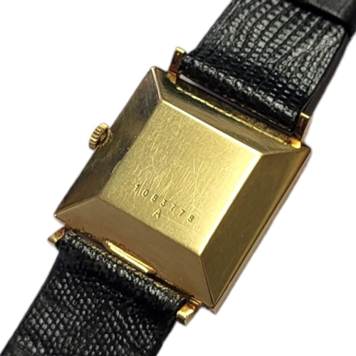 18 - JAEGER-LECOULTRE, A VINTAGE 18CT GOLD GENT’S WRISTWATCH
Having a square silver tone dial with Roman ... 