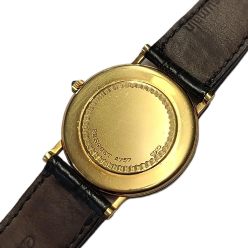 19 - BREGUET 4755, A VINTAGE 18CT GOLD GENT’S WRISTWATCH
Having a textured silver tone dial, subsidiary s... 