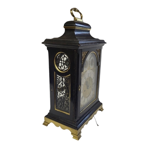 216 - JAMES TREGENT, 1781 - 1806, AN EBONISED WOOD AND BRASS DOUBLE FUSÉE PULL REPEAT BRACKET CLOCK
Having... 