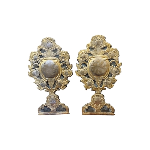 241 - A PAIR OF EARLY/MID 20TH CENTURY GILT METAL MOUNTED CHURCH ALTAR PIECES
(29cm x 49cm)

Condition: go... 