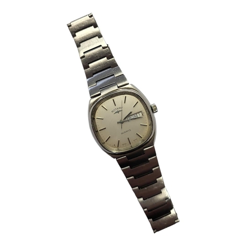 28 - ROTARY, A VINTAGE STAINLESS STEEL GENT’S WRISTWATCH
Having silver tone dial and calendar window, on ... 