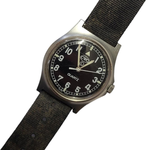 30 - CABOT WATCH COMPANY, A VINTAGE GENT’S MILITARY WRISTWATCH
Black tone dial with luminous number marki... 