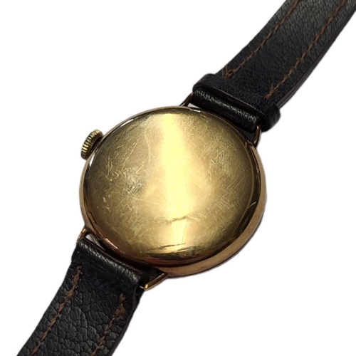 36 - ZENITH, AN EARLY 20TH CENTURY 9CT GOLD GENT’S WRISTWATCH
Circular form with screw bezel and subsidia... 