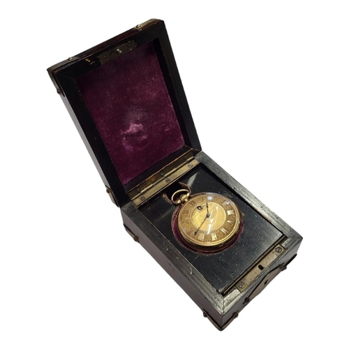 40 - A LATE 18TH/EARLY 19TH CENTURY 18CT GOLD FUSÈE GENT’S POCKET WATCH
Having a gold tone dial, movement... 