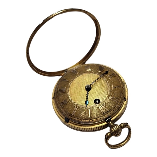 40 - A LATE 18TH/EARLY 19TH CENTURY 18CT GOLD FUSÈE GENT’S POCKET WATCH
Having a gold tone dial, movement... 