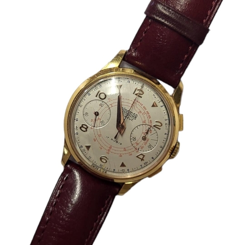 50 - MIRAMAR, A VINTAGE GENT’S GOLD PLATED CHRONOGRAPH WRISTWATCH
Circular dial with Arabic number markin... 