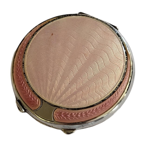 95 - A LATE ART DECO HALLMARKED SILVER GUILLOCHÉ ENAMEL COMPACT
Sunburst design, by Joseph Gloster, Birmi... 