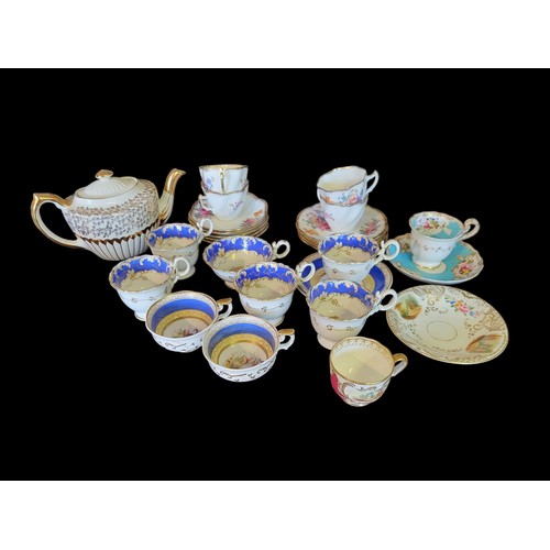 337 - A SMALL COLLECTION OF EARLY 19TH CENTURY STAFFORDSHIRE TEAWARES 
Cups and saucers, in the style of R... 