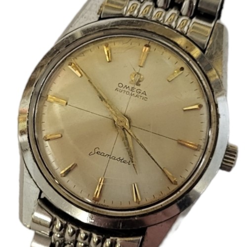 15A - OMEGA, SEAMASTER, A VINTAGE STAINLESS STEEL GENTS WRISTWATCH
Having a silver tone dial with gilt num... 