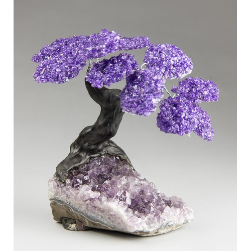 1012 - AN AMETHYST ON AMETHYST TREE
(h 23cm x w 22cm x d 18cm)