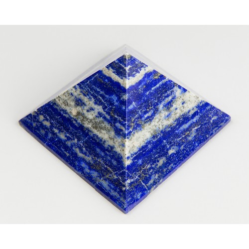 1026 - A LAPIS LAZULI PYRAMID.
(h 6cm x w 8.5cm x d 8.5cm). AF