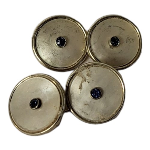 36A - A PAIR OF VINTAGE 18CT GOLD, MOTHER OF PEARL AND GEM SET GENT’S CUFFLINKS
The single round cut stone... 