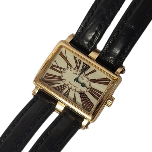 40A - ROGER DUBIUS, AN 18CT GOLD LADIES’ WRISTWATCH
Rectangular form dial,marked 03/28 Horloger Genevois 0... 