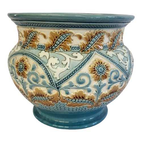 31 - BURMANTOFTS, A LATE 19TH CENTURY FAIENCE POTTERY JARDINIÈRE
Having incised scrolled decoration with ... 