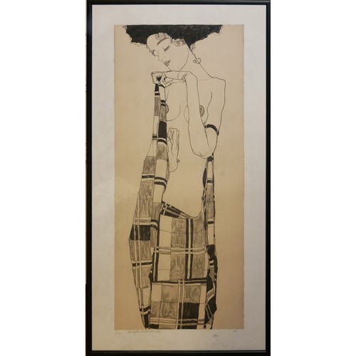 408 - AFTER EGON SCHIELE 1890-1910,AN EXPRESSIONIST LITHOGRAPH PORTRAIT ON EMBOSSED PAPER
'Titled ‘Portrai... 