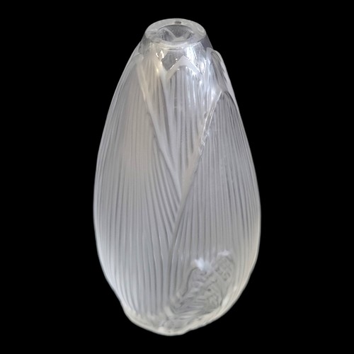 34 - LALIQUE OF FRANCE, A MODERN OPALESCENT FROSTED ART GLASS POSY/BUTTERFLY VASE
Moulded to one side wit... 