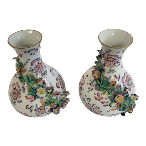 50 - MEISSEN, A PAIR OF FINE 18TH CENTURY ACADEMIC DOT PERIOD FLORA DESIGN VASES, CIRCA 1740 - 1763
A pai... 