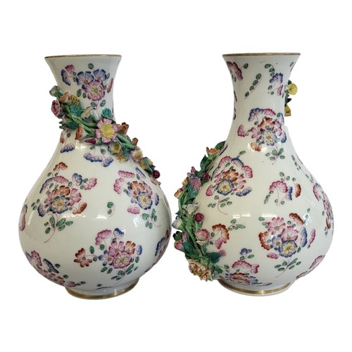 50 - MEISSEN, A PAIR OF FINE 18TH CENTURY ACADEMIC DOT PERIOD FLORA DESIGN VASES, CIRCA 1740 - 1763
A pai... 