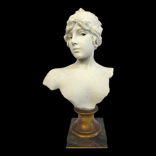 56 - AFTER EMMANUELLE VILLANIS, 1858 - 1914, A COMPOSITION WHITE MARBLE LIFESIZE PORTRAIT BUST
Titled 'Ta... 