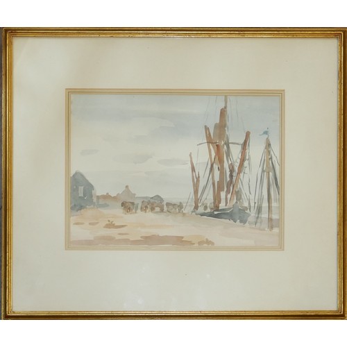 429 - PHILIP WILSON STEER, O.M., 1860 - 1942, WATERCOLOUR
Unloading barges, Maldon, Essex, unsigned, beari... 