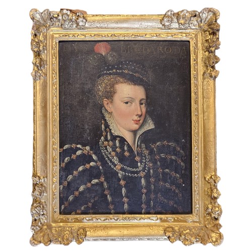 441 - FOLLOWER OF FRANCOIS CLOUET, 1522 - 1572, OIL ON PANEL
Portrait of Margrey Duchess of Parma, Regent ... 