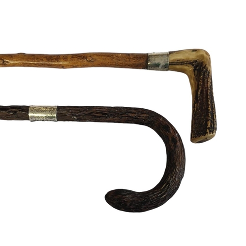 139 - AN EDWARDIAN RUSTIC DESIGN GENTLEMAN’S WALKING STICK
Having carved antler handle and silver mounted ... 