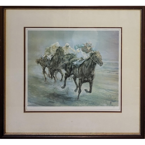 446 - AFTER CAIRE EVA BURTON, BN 1955, A LIMITED EDITION (475/500) HORSE RACING PRINT
Signed in pencil in ... 