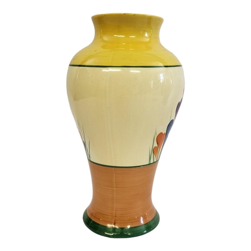 208 - CLARICE CLIFF, BIZARRE RANGE, A CROCUS PATTERN MEIPING SHAPE VASE, CIRCA 1935
Painted to both sides ... 