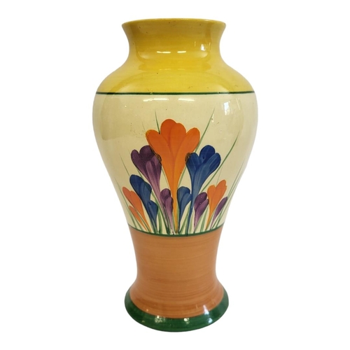 208 - CLARICE CLIFF, BIZARRE RANGE, A CROCUS PATTERN MEIPING SHAPE VASE, CIRCA 1935
Painted to both sides ... 