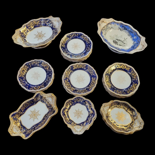 227 - A FINE EARLY 19TH CENTURY SPODE FELSPAR PORCELAIN DESSERT, 1815 - 1827, TWENTY-SIX PIECE JEWELLED DE... 