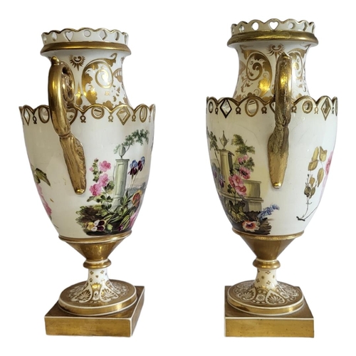 235 - H AND R DANIEL, A PAIR OF 18TH CENTURY PORCELAIN BASES
The gallery pierced with hearts and diamonds,... 