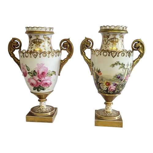 235 - H AND R DANIEL, A PAIR OF 18TH CENTURY PORCELAIN BASES
The gallery pierced with hearts and diamonds,... 