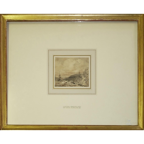 493 - SAMUEL PALMER, RWS, 1805 - 1881, DRAWING, WATERCOLOUR AND WASH BROWN PAPER,  1831 - 1832
Titled ‘Bri... 