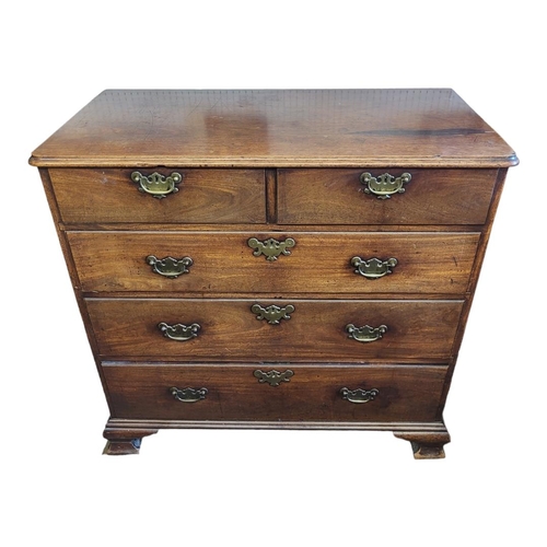 500 - AN 18TH CENTURY SOLID CUBAN MAHOGANY CHEST OF TWO SHORT ABOVE THREE LONG GRADUATING DRAWERS
With ori... 