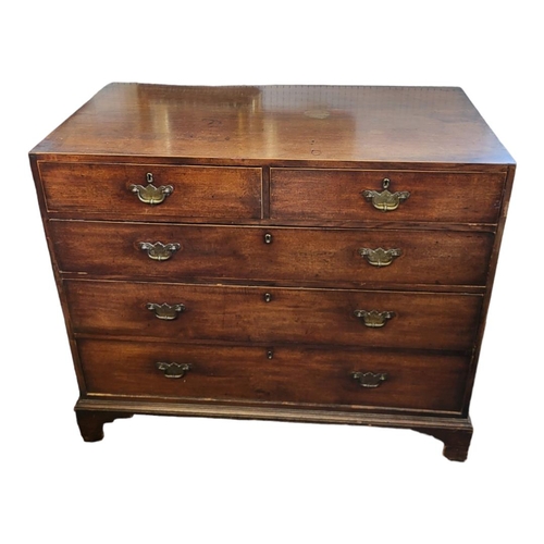 501 - AN 18TH CENTURY SOLID MAHOGANY CHEST OF TWO SHORT ABOVE THREE LONG DRAWERS
Fitted with brass handles... 