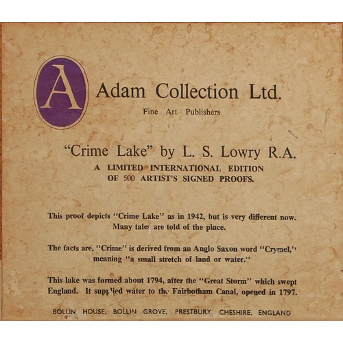 483 - WITHDRAWN!! TO BE OFFERED ON 6TH SEPTEMBER.
LAWRENCE STEPHEN LOWRY,  1887 - 1976, A LIMITED EDITION ... 