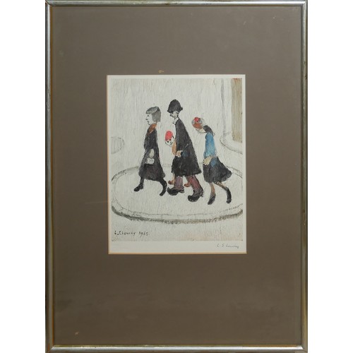 486 - WITHDRAWN!! TO BE OFFERED ON 6TH SEPTEMBER.
LAURENCE STEPHEN LOWRY, 1887 - 1976, A SIGNED FIGURAL PR... 