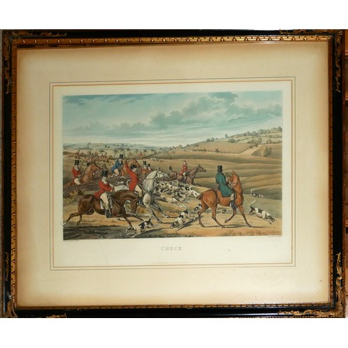 459 - HENRY ALKEN, 1785 - 1851, A SET OF FOUR EQUESTRIAN PRINTS
Titled 'Check', ‘The Cover', 'Full Cry' an... 