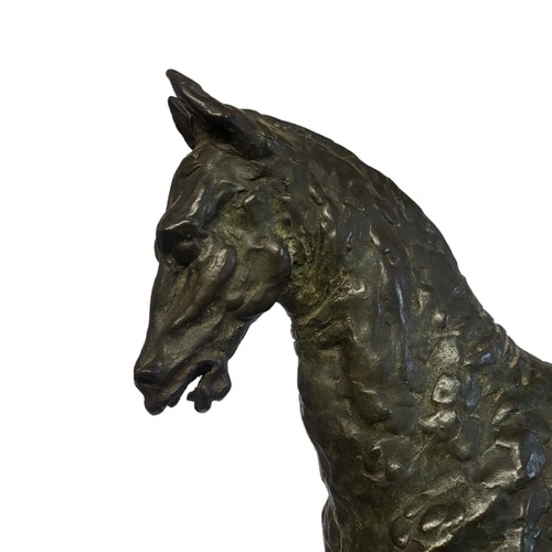 449 - DAVID WYNNE, 1926 - 2014, BRONZE STUDY
Trotting horse, on a green marble plinth.
Initialled and date... 