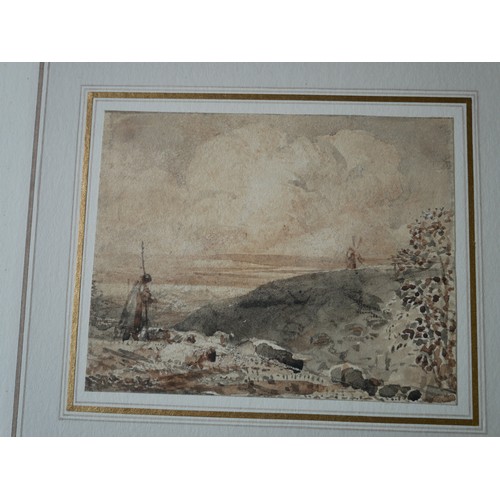 493 - SAMUEL PALMER, RWS, 1805 - 1881, DRAWING, WATERCOLOUR AND WASH BROWN PAPER,  1831 - 1832
Titled ‘Bri... 