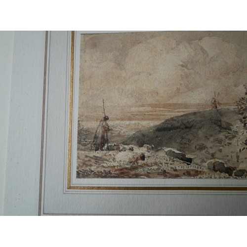 493 - SAMUEL PALMER, RWS, 1805 - 1881, DRAWING, WATERCOLOUR AND WASH BROWN PAPER,  1831 - 1832
Titled ‘Bri... 