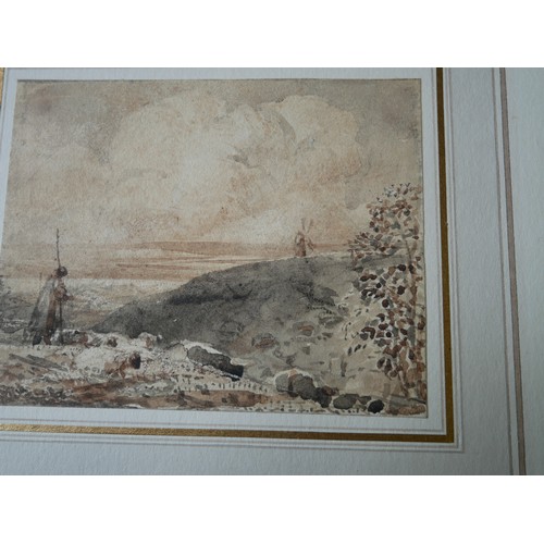 493 - SAMUEL PALMER, RWS, 1805 - 1881, DRAWING, WATERCOLOUR AND WASH BROWN PAPER,  1831 - 1832
Titled ‘Bri... 